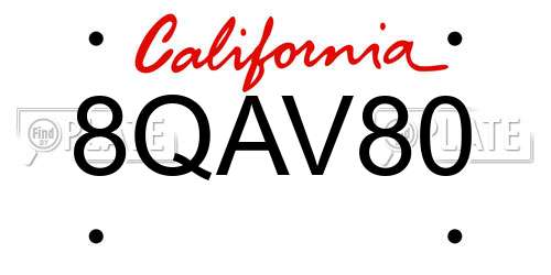 8QAV80 California License Plate