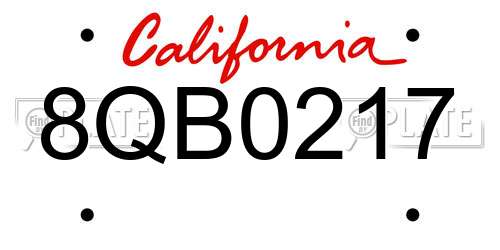 8QB0217 California License Plate