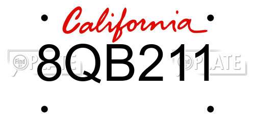 8QB211 California License Plate
