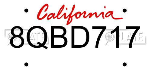 8QBD717 California License Plate