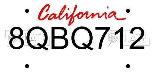 8QBQ712 California License Plate