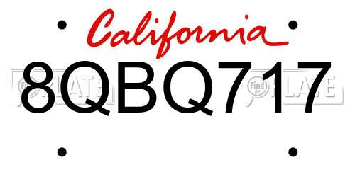 8QBQ717 California License Plate