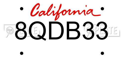 8QDB33 California License Plate