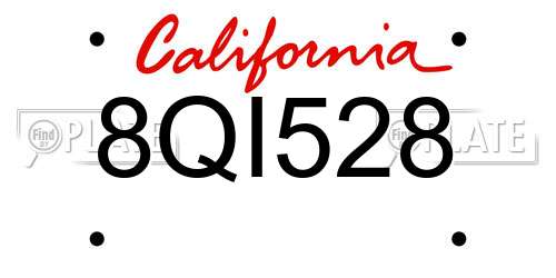 8QI528 California License Plate