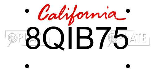 8QIB75 California License Plate