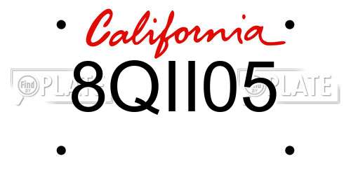 8QII05 California License Plate