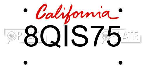 8QIS75 California License Plate