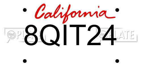 8QIT24 California License Plate