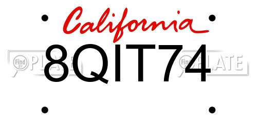 8QIT74 California License Plate