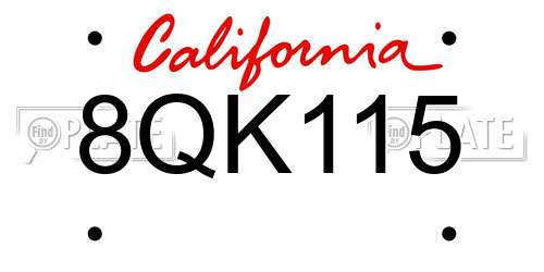 8QK115 California License Plate