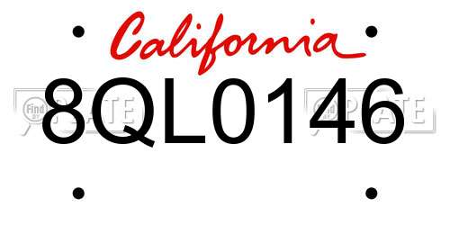 8QL0146 California License Plate