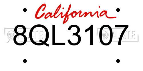8QL3107 California License Plate