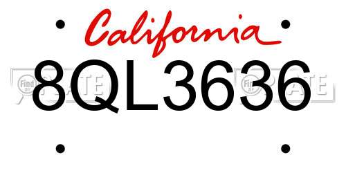 8QL3636 California License Plate