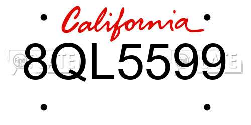 8QL5599 California License Plate