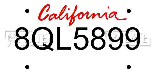 8QL5899 California License Plate