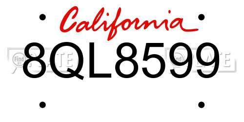 8QL8599 California License Plate