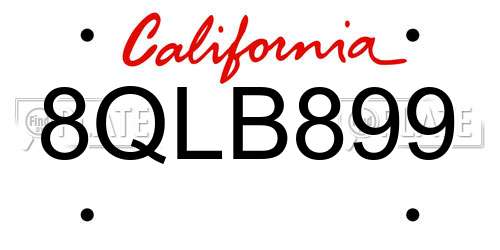 8QLB899 California License Plate
