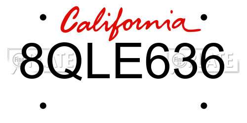 8QLE636 California License Plate