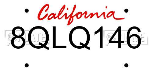 8QLQ146 California License Plate