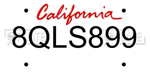 8QLS899 California License Plate