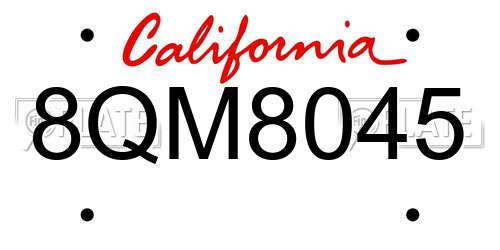 8QM8045 California License Plate
