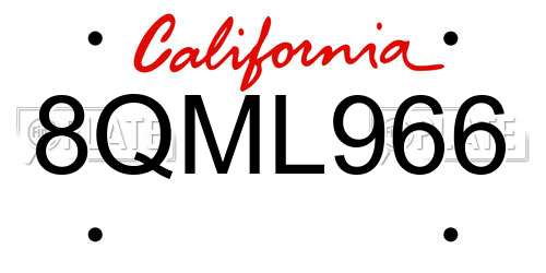 8QML966 California License Plate