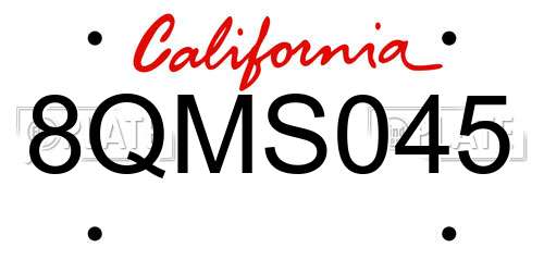 8QMS045 California License Plate