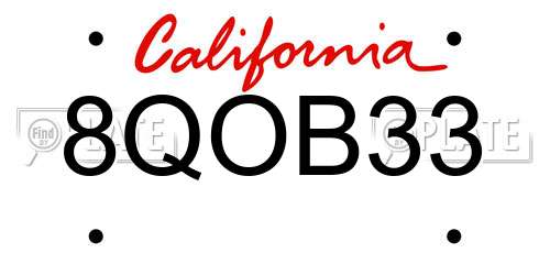 8QOB33 California License Plate