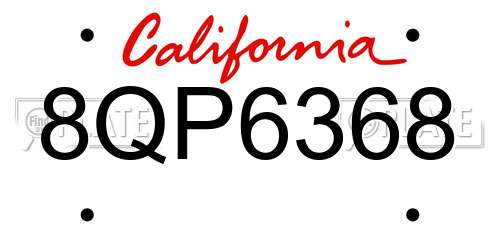 8QP6368 California License Plate
