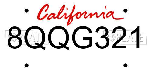 8QQG321 California License Plate