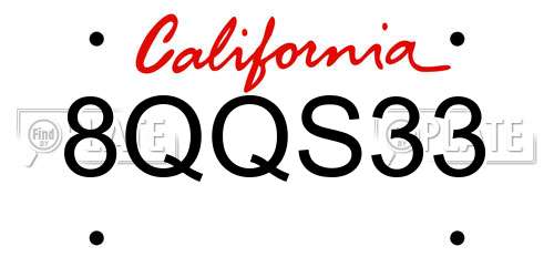 8QQS33 California License Plate