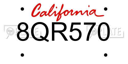 8QR570 California License Plate