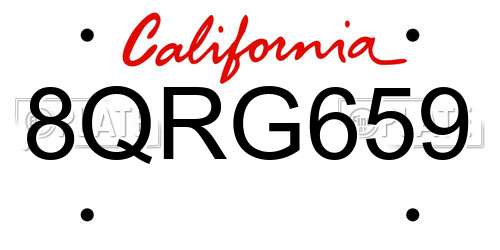 8QRG659 California License Plate