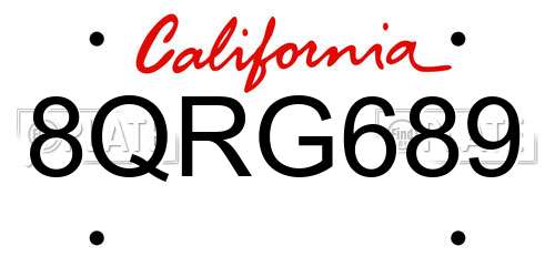 8QRG689 California License Plate
