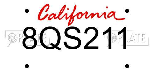 8QS211 California License Plate