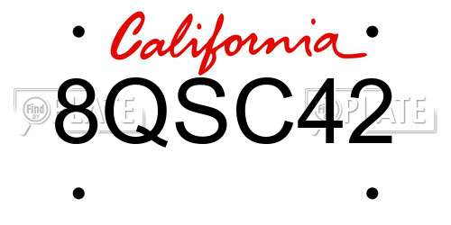 8QSC42 California License Plate