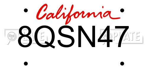 8QSN47 California License Plate