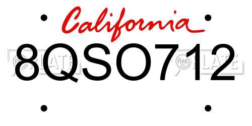8QSO712 California License Plate