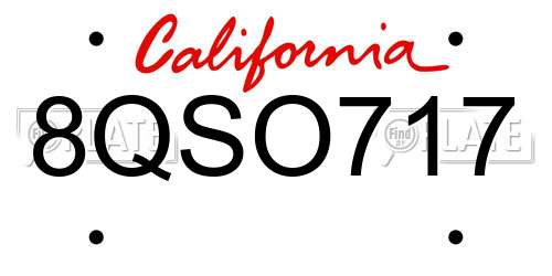 8QSO717 California License Plate