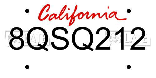 8QSQ212 California License Plate