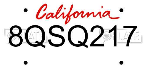 8QSQ217 California License Plate