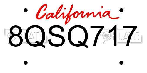 8QSQ717 California License Plate