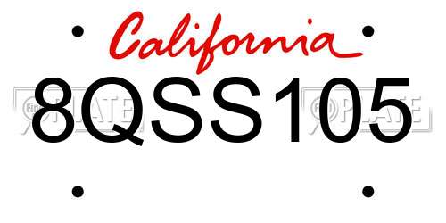 8QSS105 California License Plate