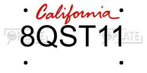 8QST11 California License Plate