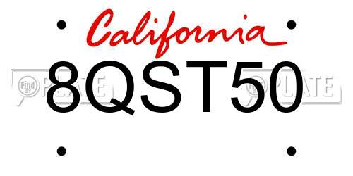 8QST50 California License Plate