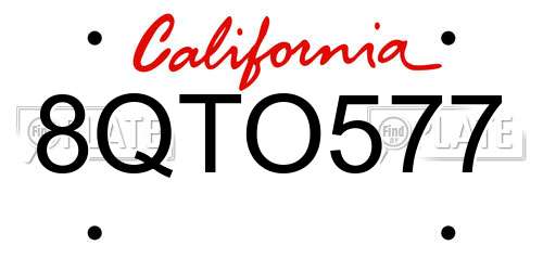 8QTO577 California License Plate