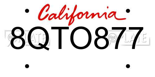 8QTO877 California License Plate