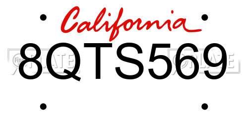 8QTS569 California License Plate