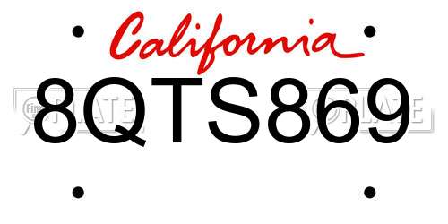 8QTS869 California License Plate