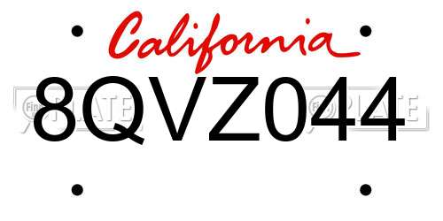 8QVZ044 California License Plate